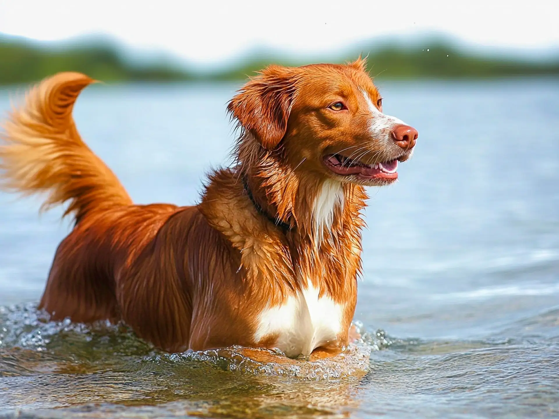 Toller die zwemt in het water